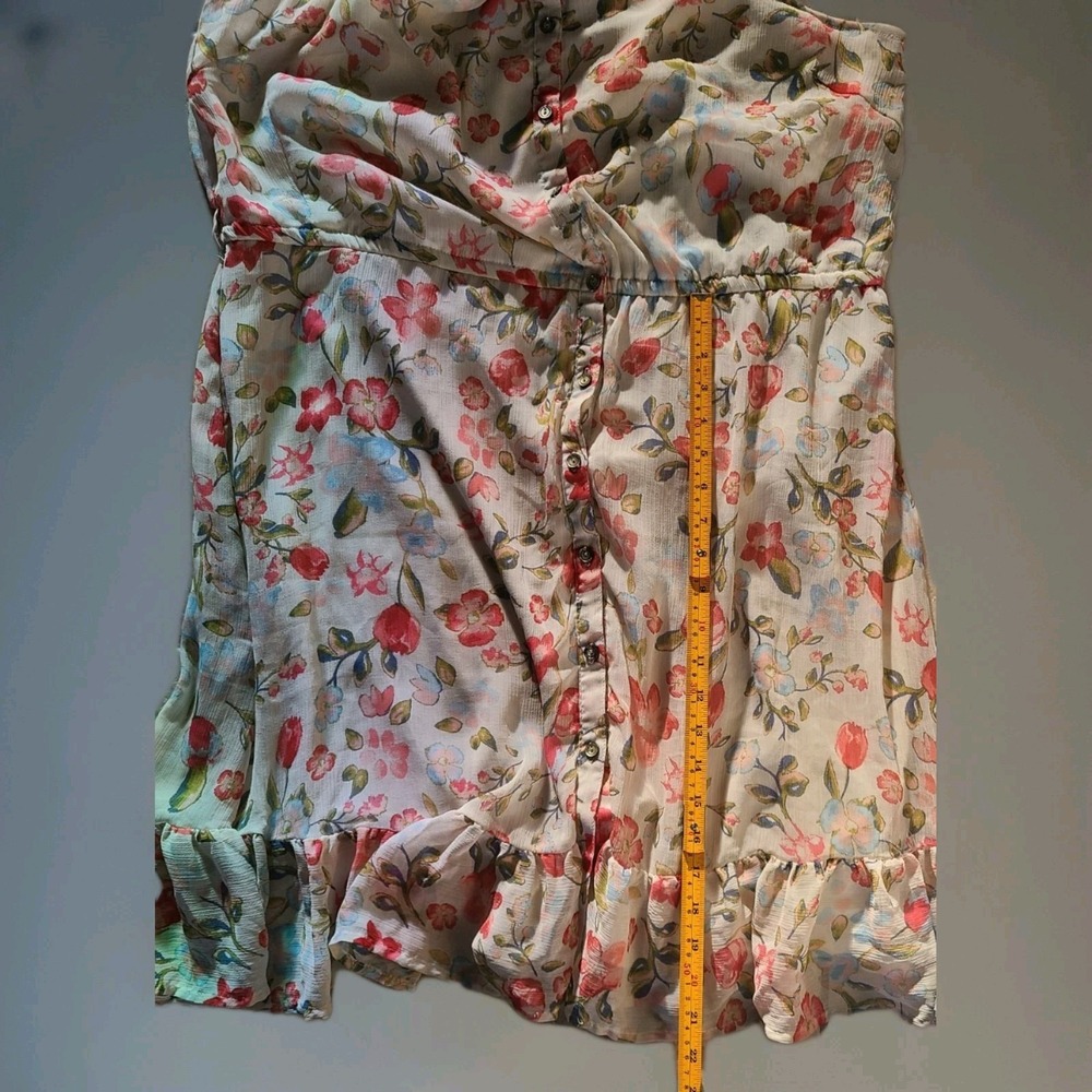 American Rag Cie 1X Floral Button Front Dress Rhinestone Collar Boho Cottagecore - Picture 7 of 7
